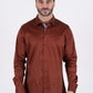 Small Print Satin Cotton/Spandex Long Sleeve Shirt