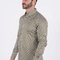 Small Print Satin Cotton/Spandex Long Sleeve Shirt