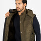 Men's Olive Padded Hooded Vest w/ Faux Fur Lining