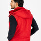 Men's Red Padded Hooded Vest w/ Faux Fur Lining