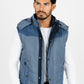 Men's Blue Padded Hooded Vest w/ Faux Fur Lining
