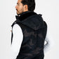 Men's Navy Army Print Padded Hooded Vest w/ Faux Fur Lining hi