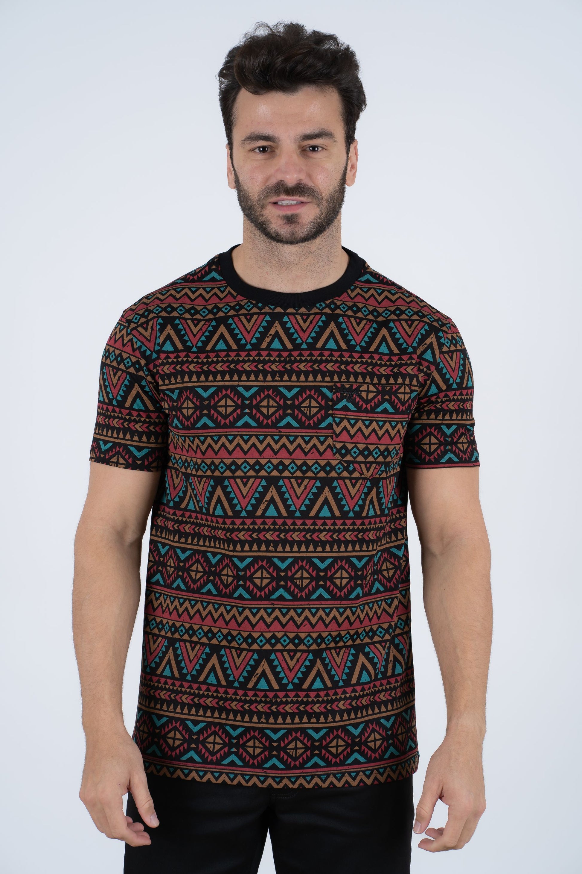 black aztec print tee front platini