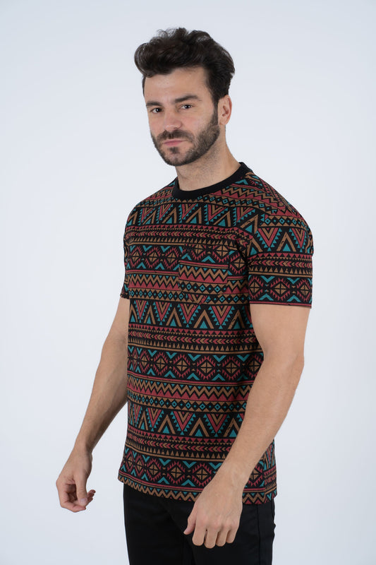 black aztec print tee side platini