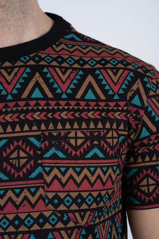 black aztec print tee detail platini