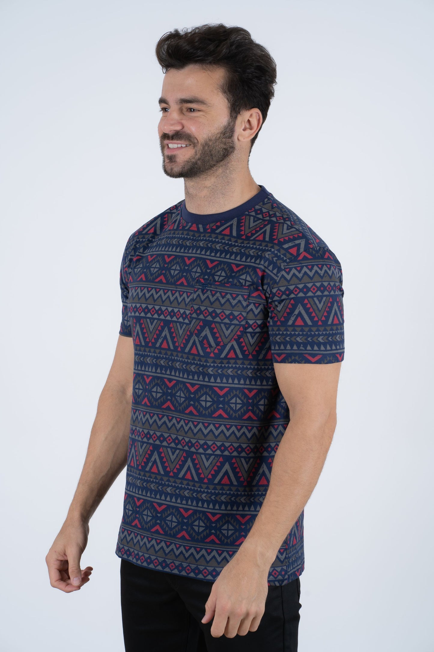 navy aztec print tee side platini