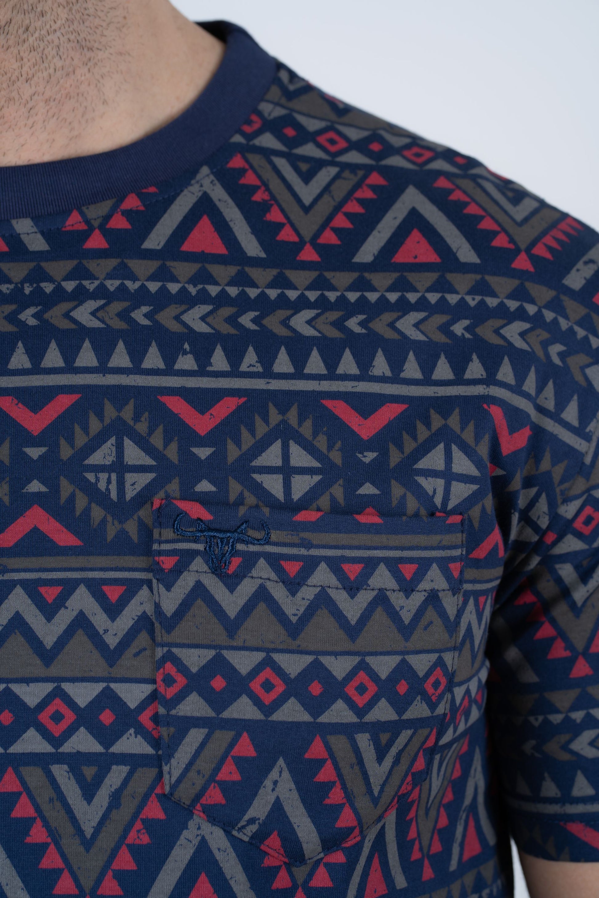 navy aztec print tee detail platini