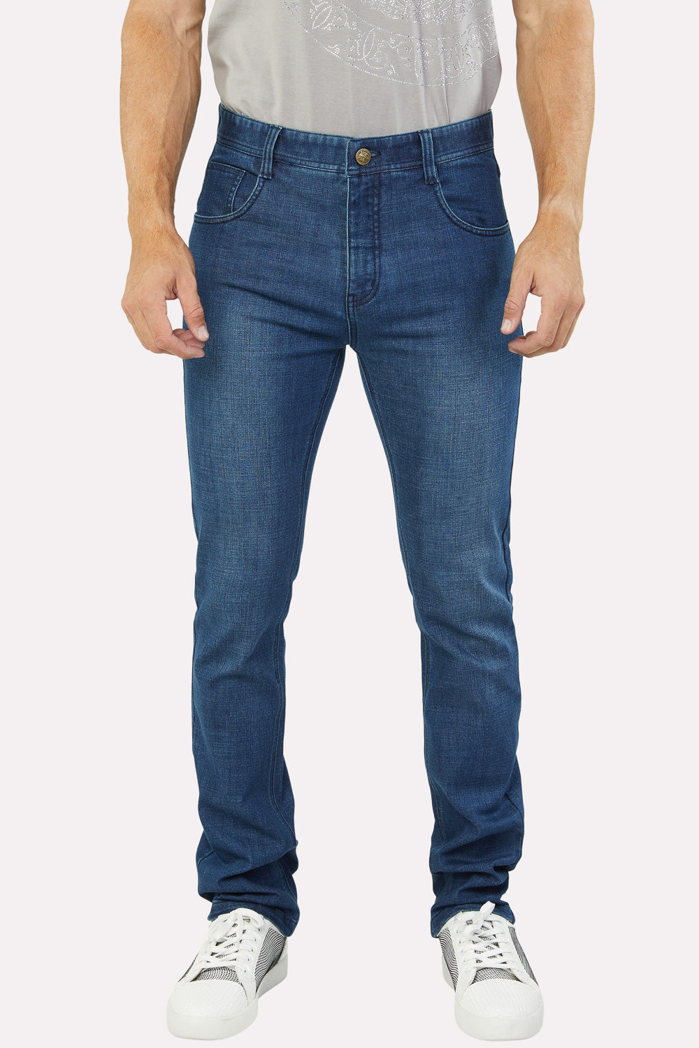 denim blue slim stretch jean men cruz platini front