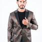 black woven print blazer men platini front