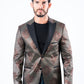 black woven print blazer men platini front