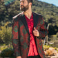 burgundy woven print blazer men platini front lifestyle