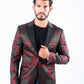 burgundy woven print blazer men platini front