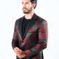 burgundy woven print blazer men platini side