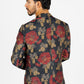 dark blue woven print blazer men platini back