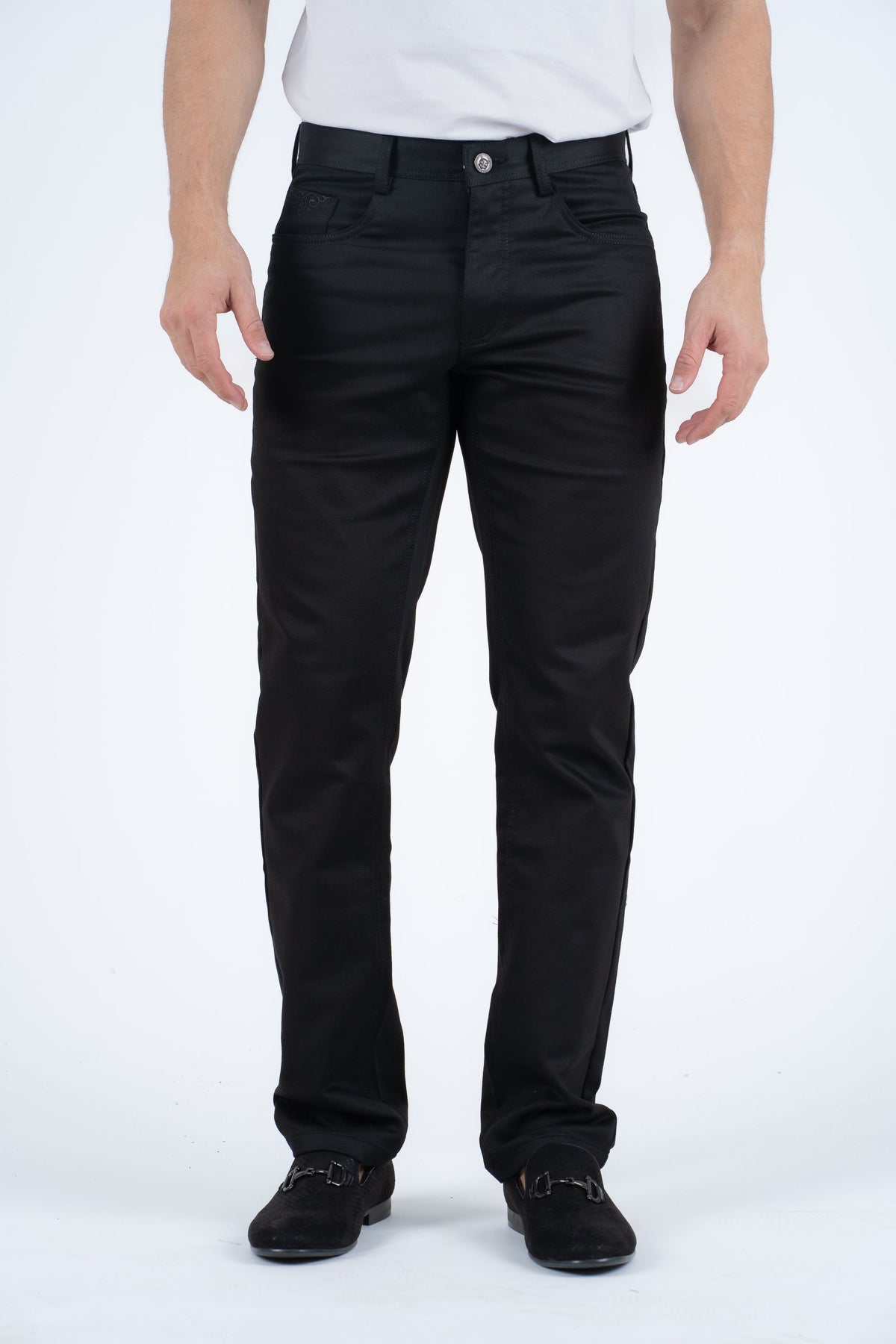 black fenton scroll relaxed fit pant men platini back