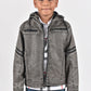 Hooded Biker Jacket kids platini front