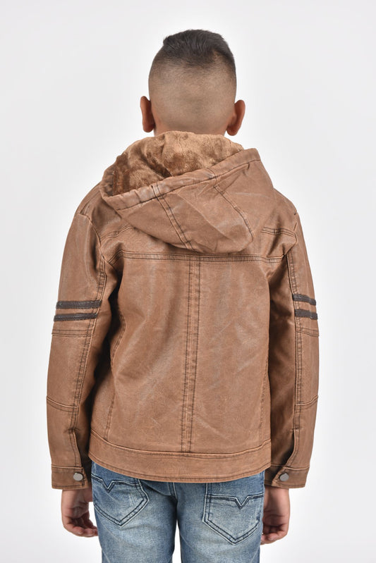 Hooded Biker Jacket kids platini back