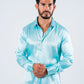 aqua satin long sleeve dress shirt platini