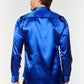 Blue Satin Dress Shirt Men
