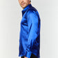 Blue Satin Dress Shirt Men