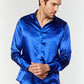 Blue Satin Dress Shirt Men