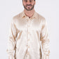 cream satin long sleeve dress shirt platini