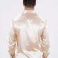 cream satin long sleeve dress shirt platini