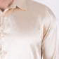 cream satin long sleeve dress shirt platini