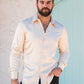 cream satin long sleeve dress shirt platini
