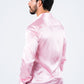pink satin long sleeve dress shirt platini