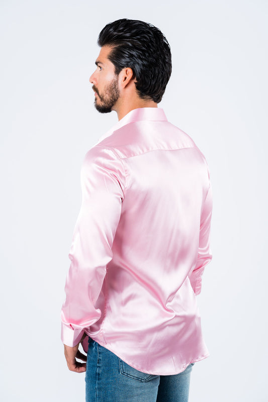 pink sinclair satin shirt men platini detail