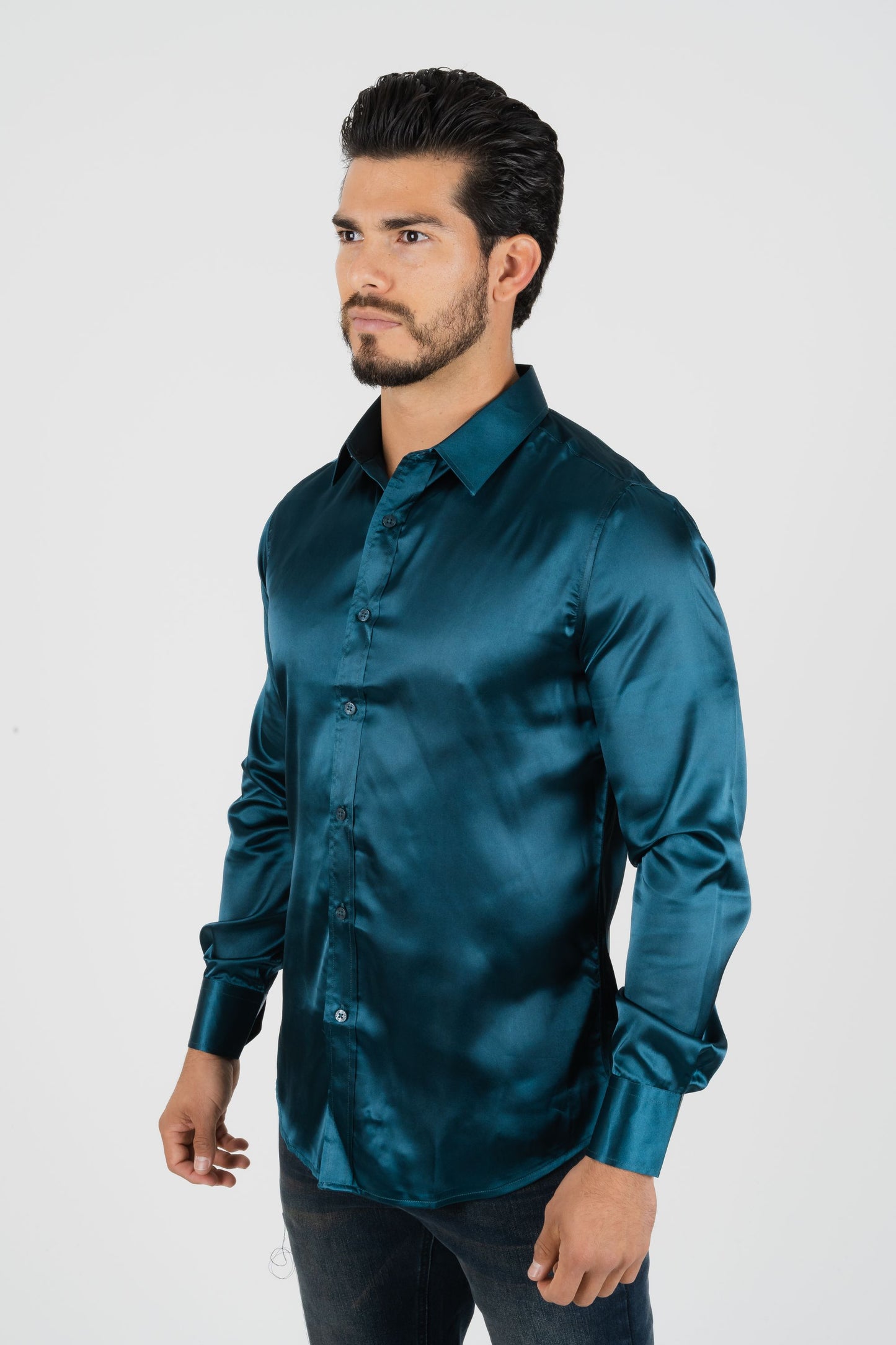 fitted lace wedding dress Textured Stretch Cotton Slim Fit Shirt | Geneva main image 0