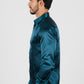 teal satin long sleeve dress shirt platini
