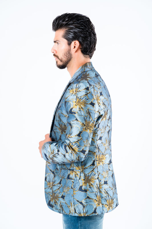 blue double button floral print blazer men platini lifestyle