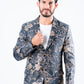navy double button floral print blazer men platini front