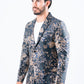 navy double button floral print blazer men platini detail