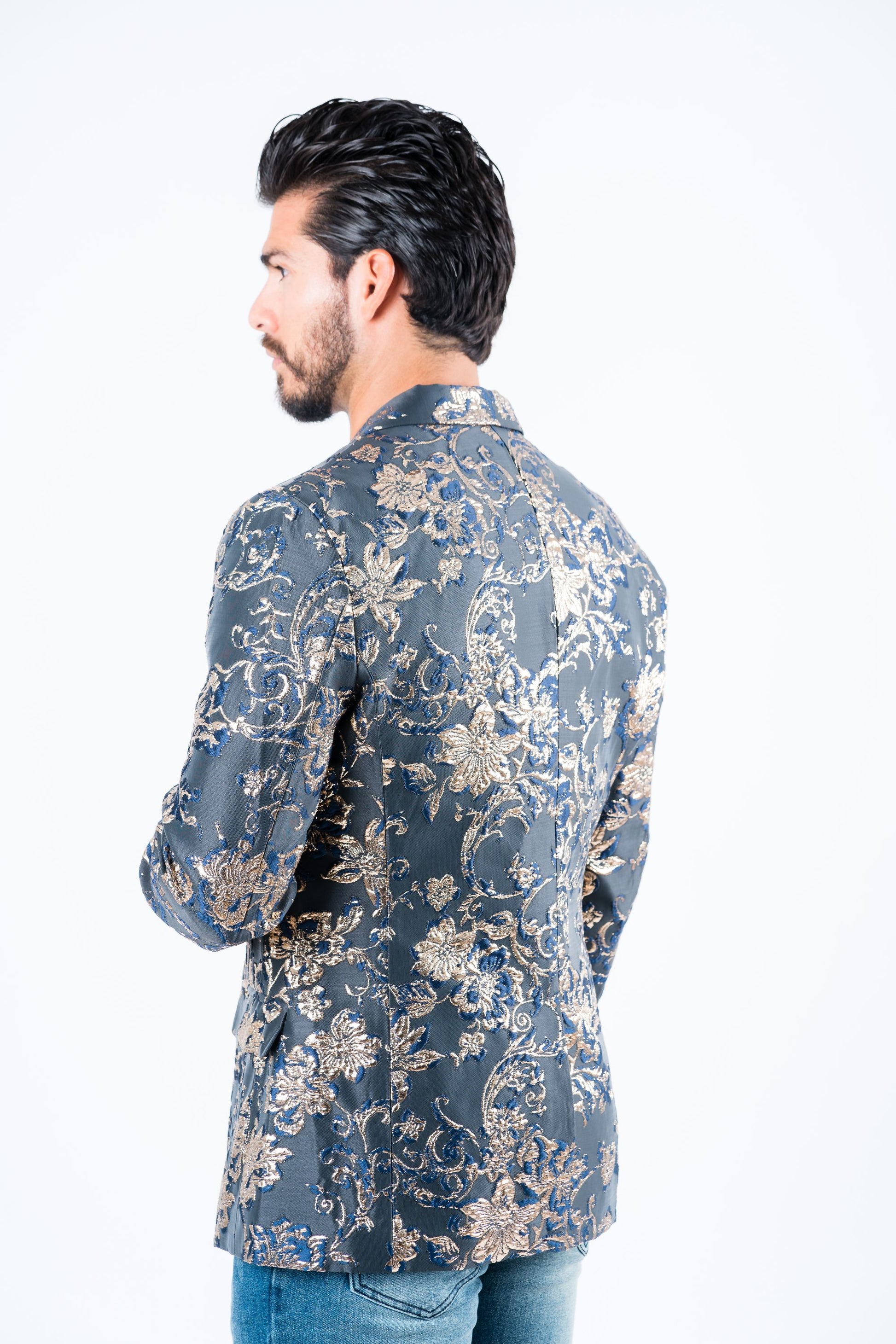 navy double button floral print blazer men platini lifestyle
