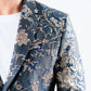 navy double button floral print blazer men platini back