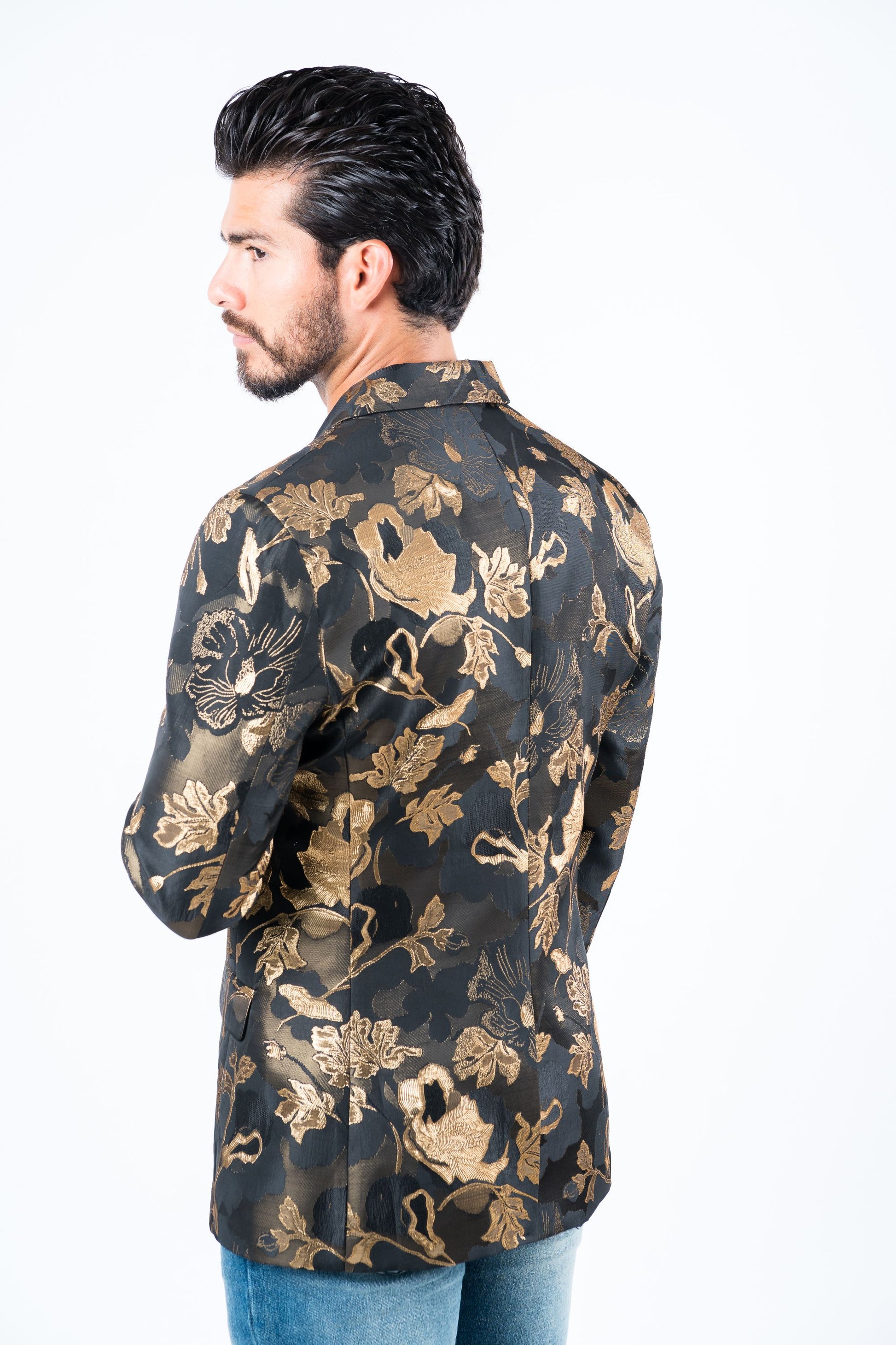 brown double button floral print blazer men platini lifestyle
