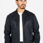 black ii rhinestone bomber jacket platini front