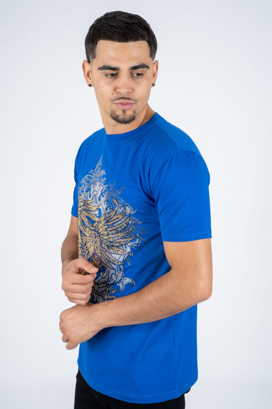 royal blue rhinestone eagle tee side platini