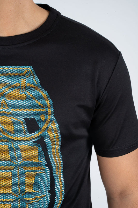 black rhinestone granada tee detail platini