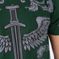 green rhinestone sword wings tee side platini