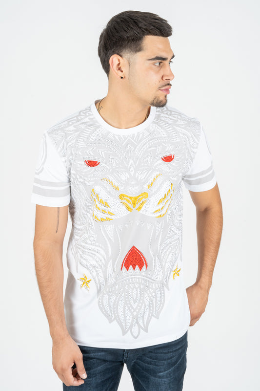 white rhinestone tiger tee front platini