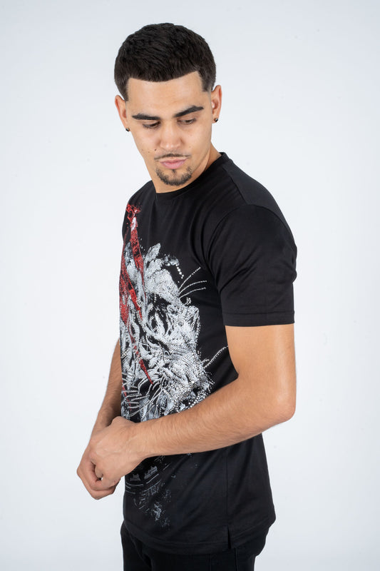black rhinestone tiger tee side platini