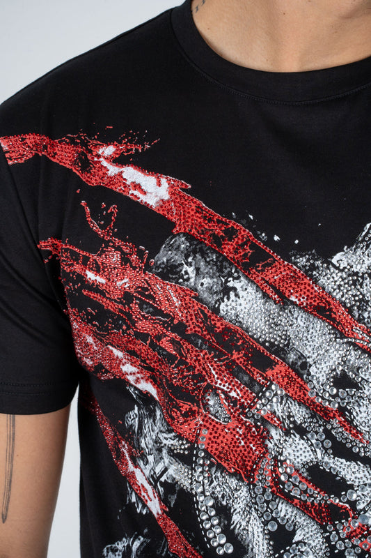 black rhinestone tiger tee detail platini