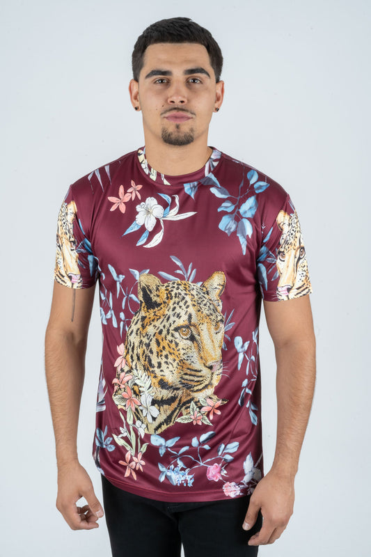 wine rhinestone tropical floral tee front platini
