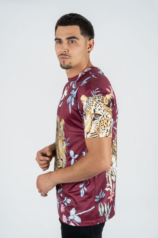 wine rhinestone tropical floral tee detail platini