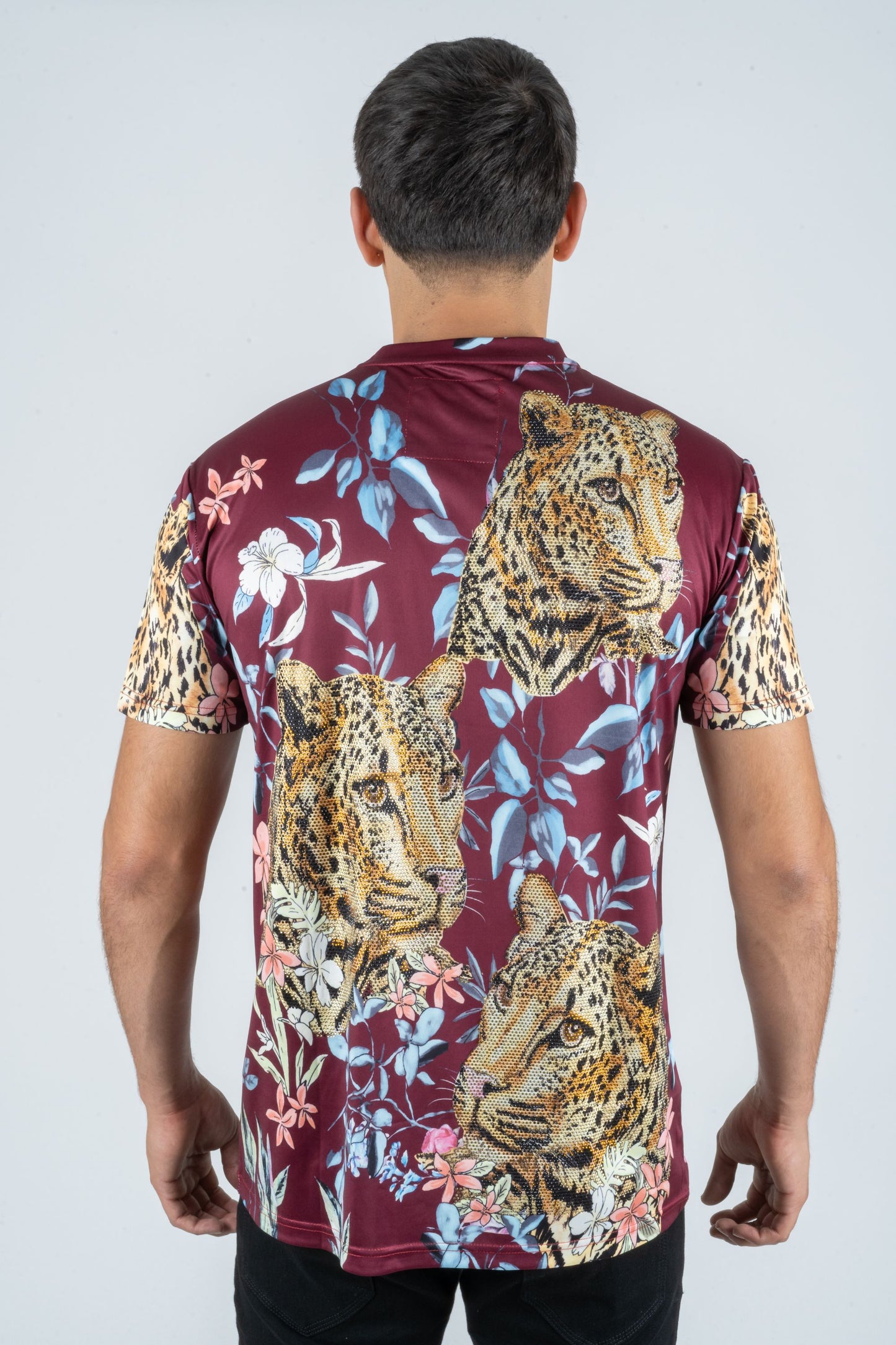 wine rhinestone tropical floral tee back platini