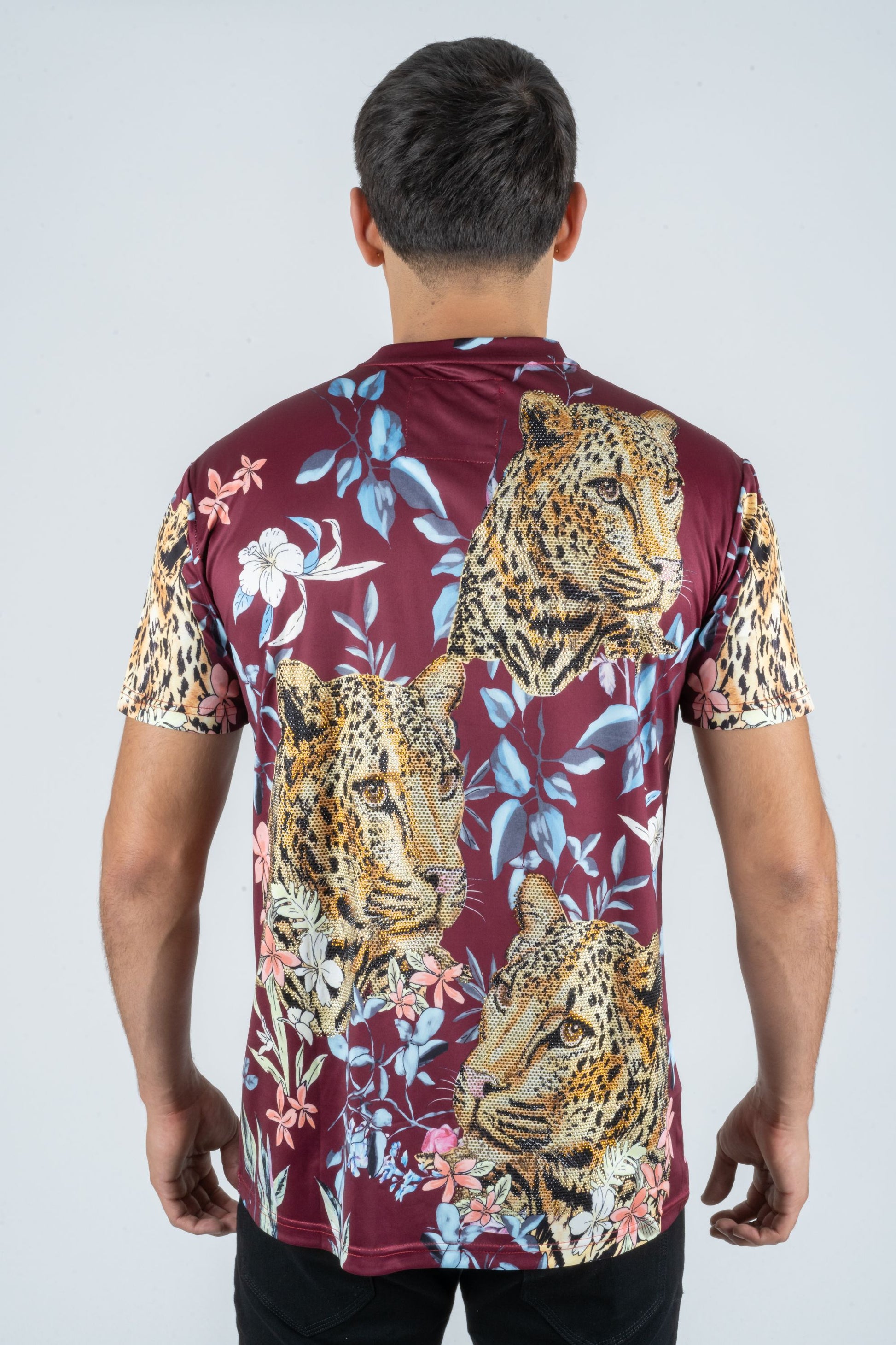 wine rhinestone tropical floral tee back platini